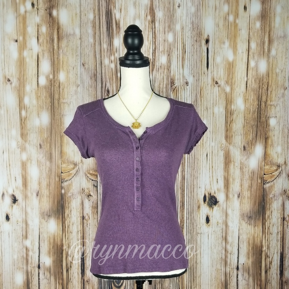 SO wear it declare it | Purple Ribbed Button Top